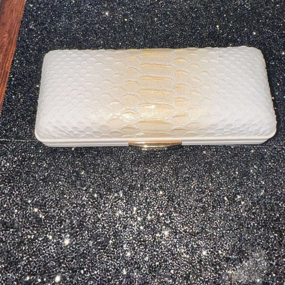 Coach Cream and Gold Textured Clutch